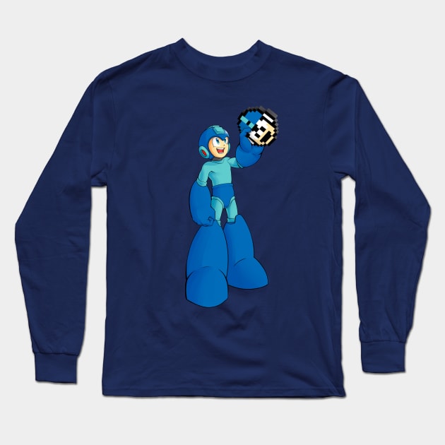 Mega Man 1-Up Long Sleeve T-Shirt by andrewvado